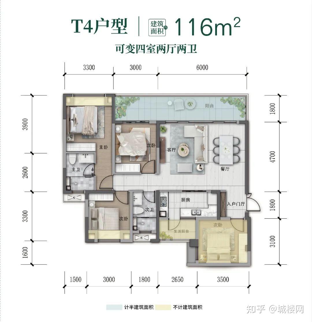 融汇湖城一品建面约116m²户型解析 读懂家的美好 - 知乎