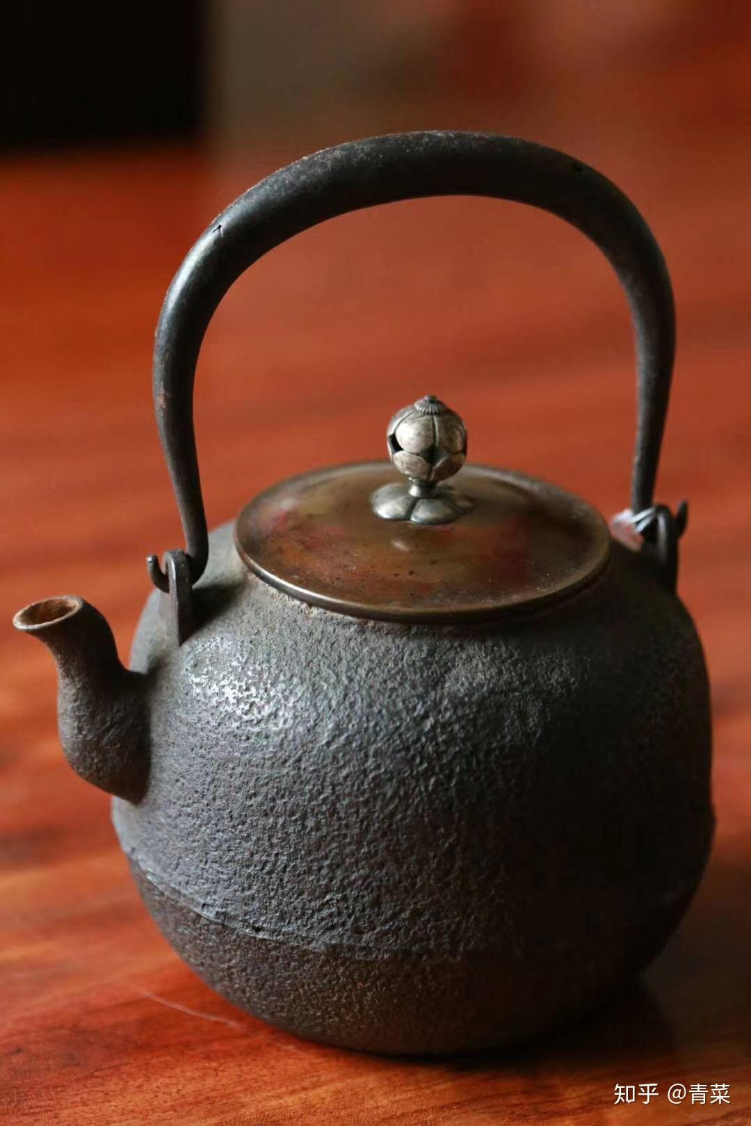 老铁壶日本古董茶道具十三代大西清右卫门浄长作银摘铁壶f2252h5b2