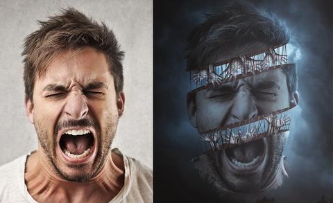 这种割裂的效果是怎么用ps做到的