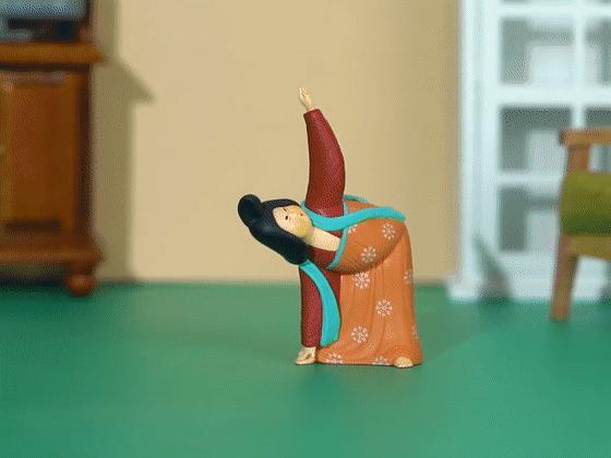 一组唐朝仕女瑜伽憨态可掬的样子太治愈啦