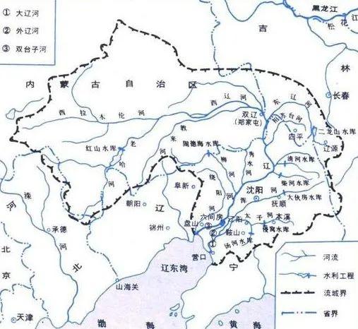 辽河水系图1958年,为了解决营口港泥沙淤积的问题,在六间房将外辽河