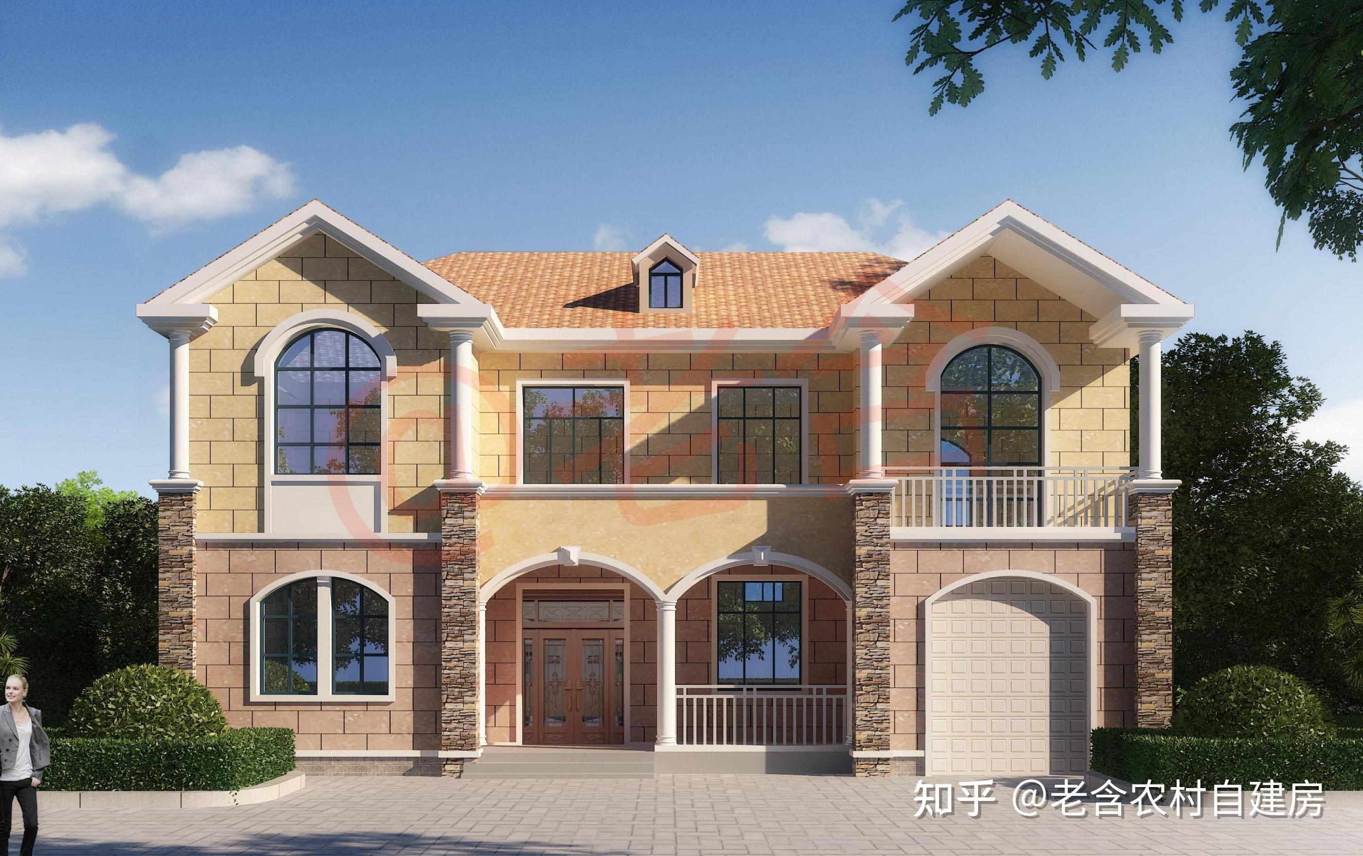 农村别墅竟可以建得这么美田园美式二层小洋房还带小车库