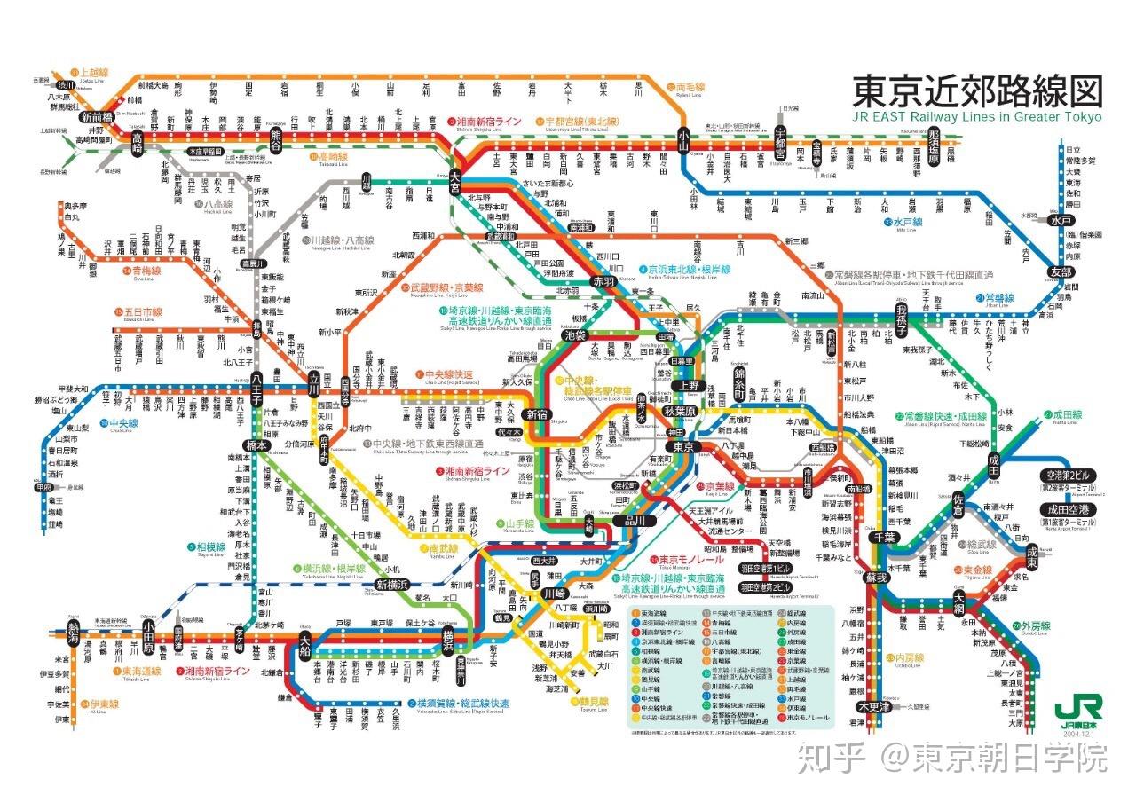 東京電車路線主要是以jr國鐵線為主,jr山手線環繞都心行駛,jr中央線