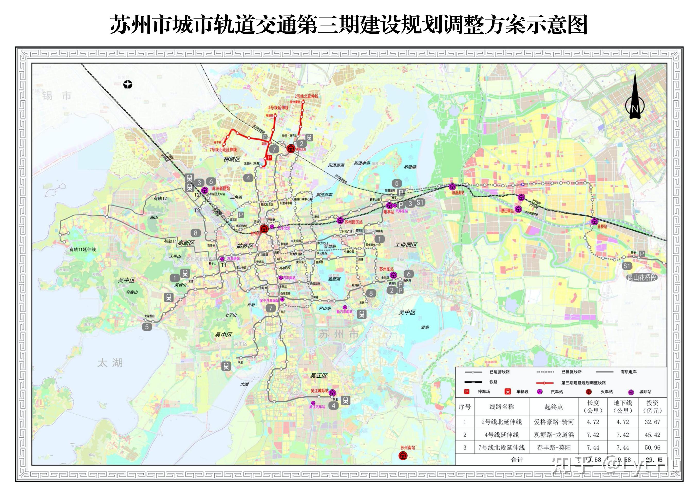 蘇州軌道交通三期規劃調整線路圖