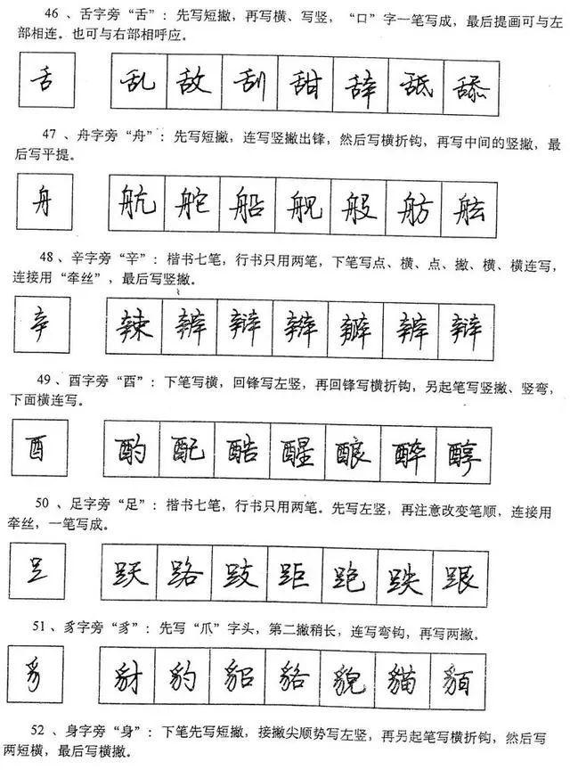 硬笔行书基本笔画