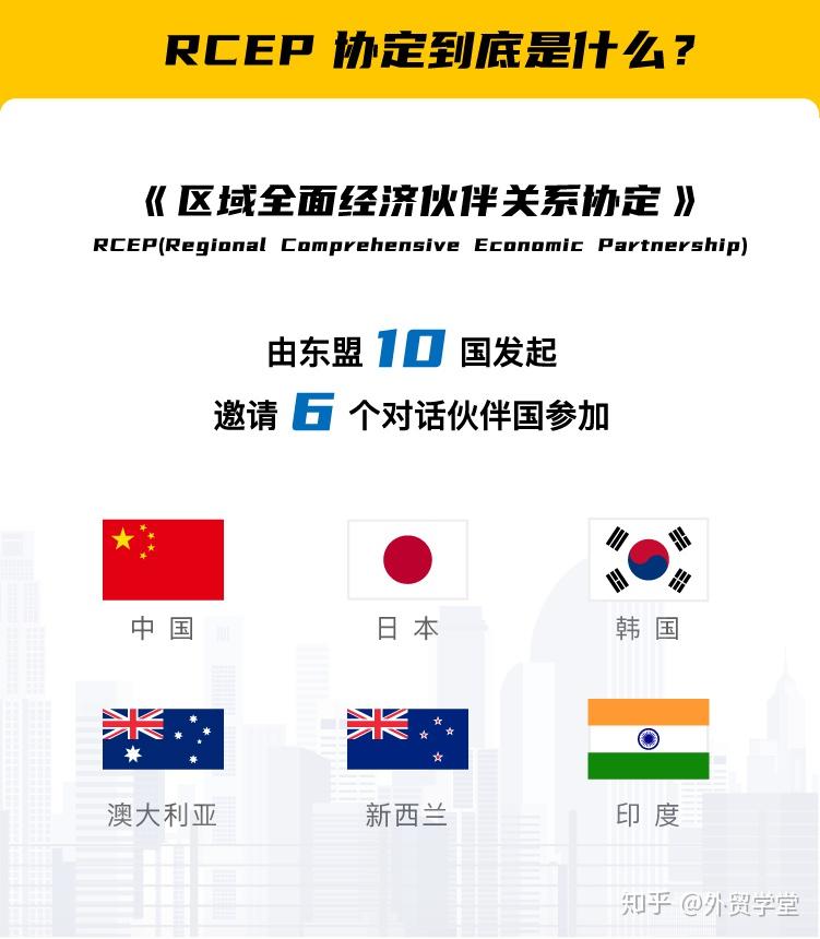 rcep 由东盟 10 国发起,邀请中国,日本,韩国,澳大利亚,新西兰,印度