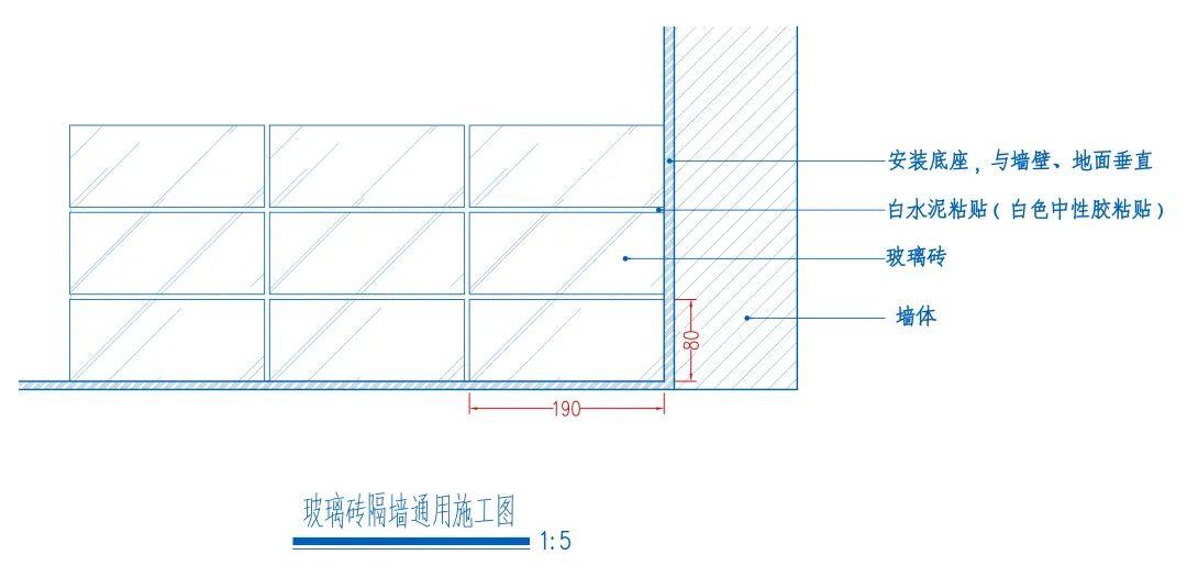 玻璃砖隔墙通用施工图hjsj