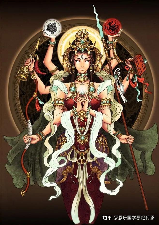 自然北斗本真经》记述,斗姆原为龙汉年间周御王的爱妃,号"紫光夫人"