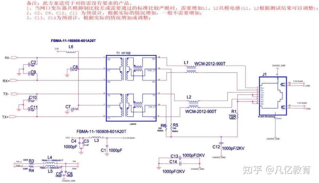 以太网EMC(EMI)设计标准电路