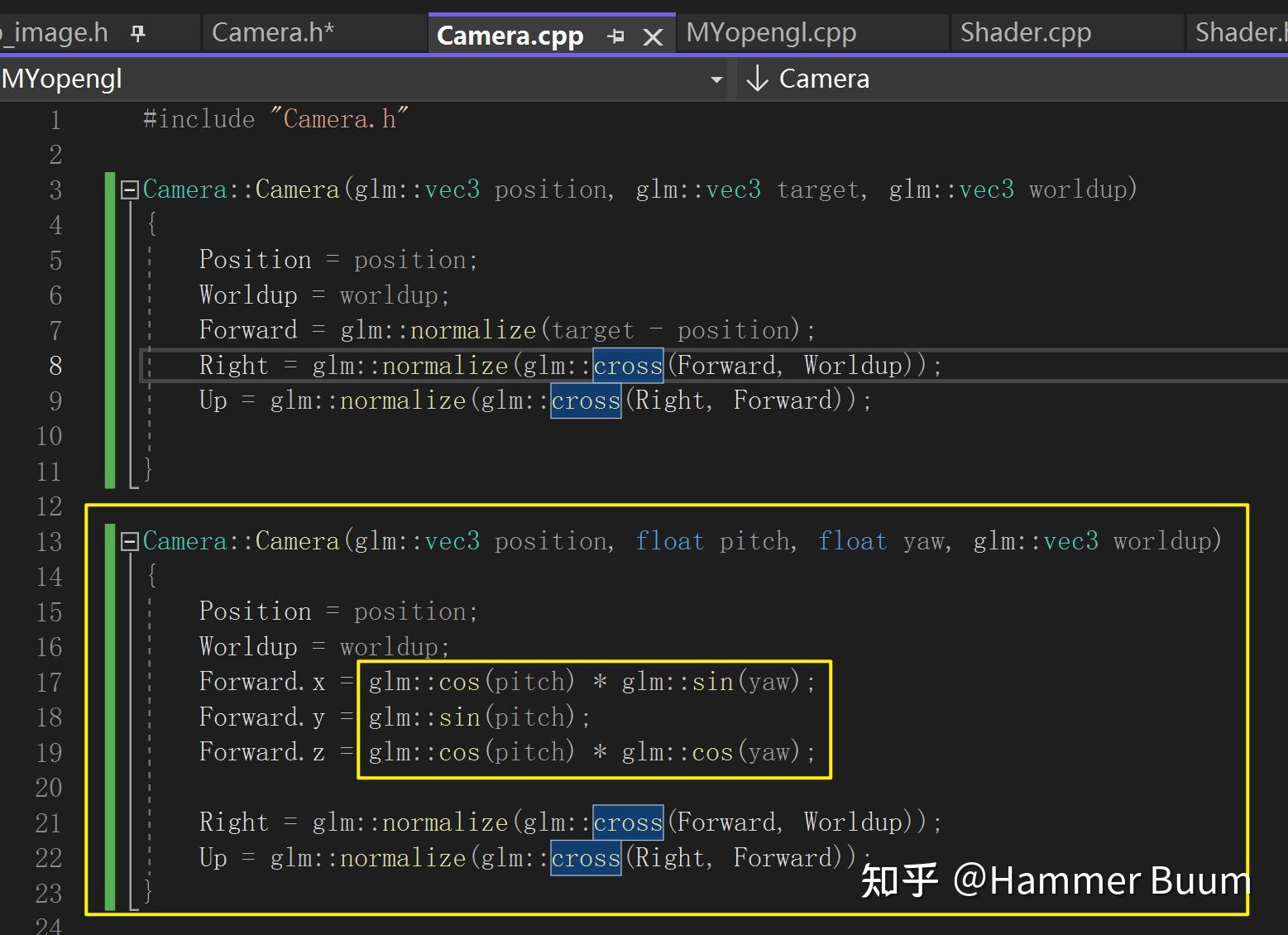 21>>opengl,,将target改成pitch，yaw，roll描述镜头方向 知乎