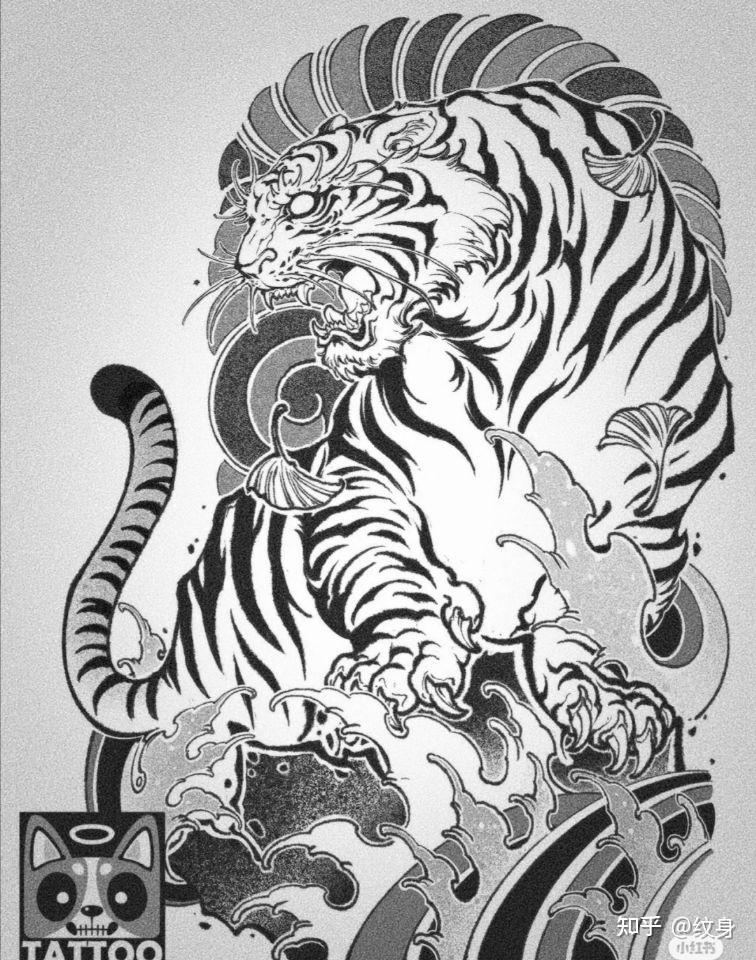 虎头纹身手稿 素材图片