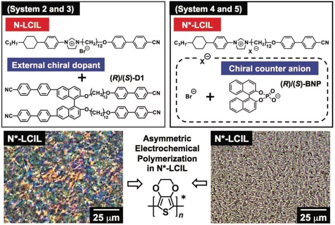 yamakawa 等人研发了两种类型手性向列型液晶离子液体(n*-lcils),由