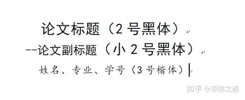 论文标题为2号黑体加粗,居中;论文副标题为小2号字,紧挨正标