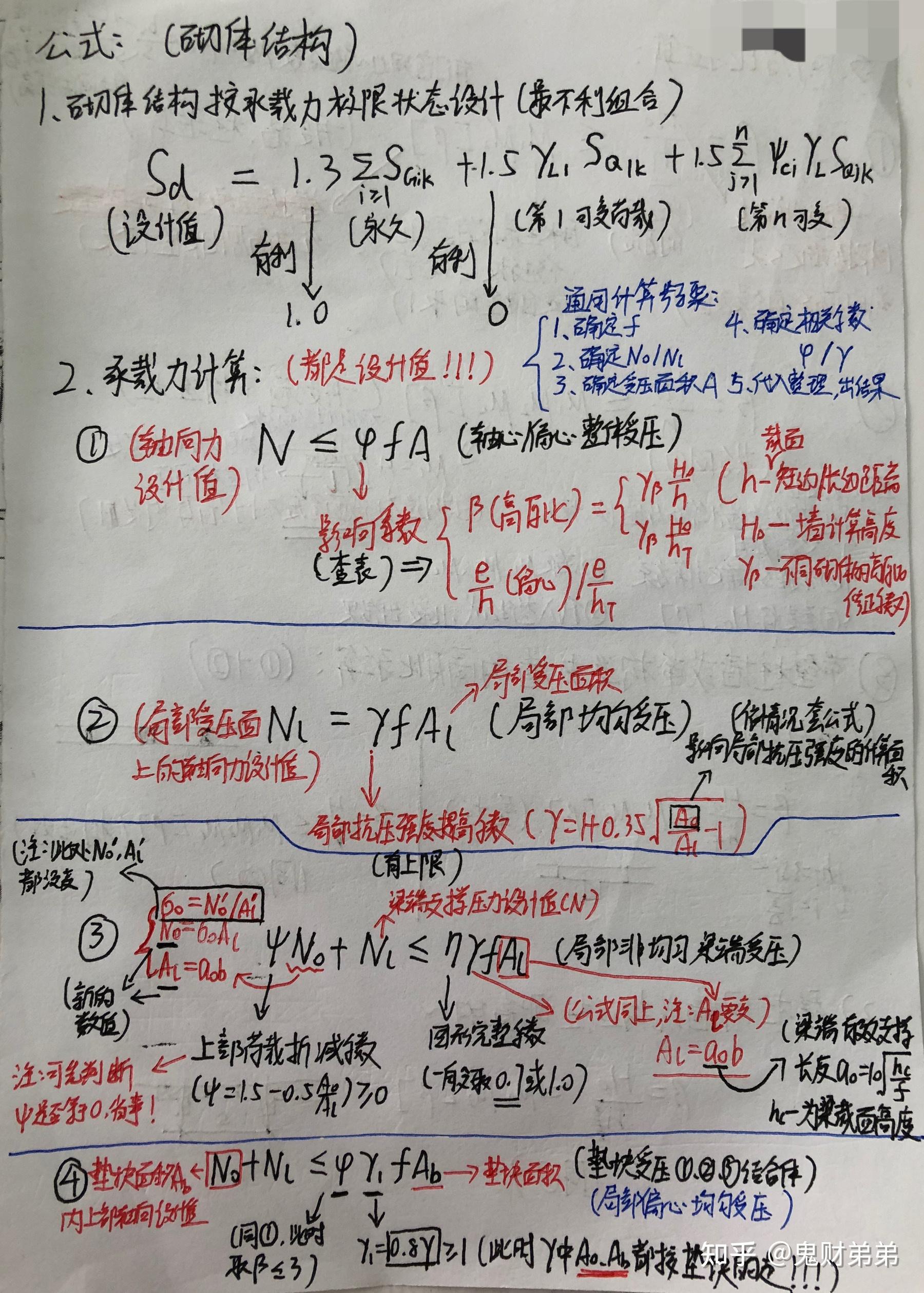 学渣本渣总结的大学砌体结构考试公式一