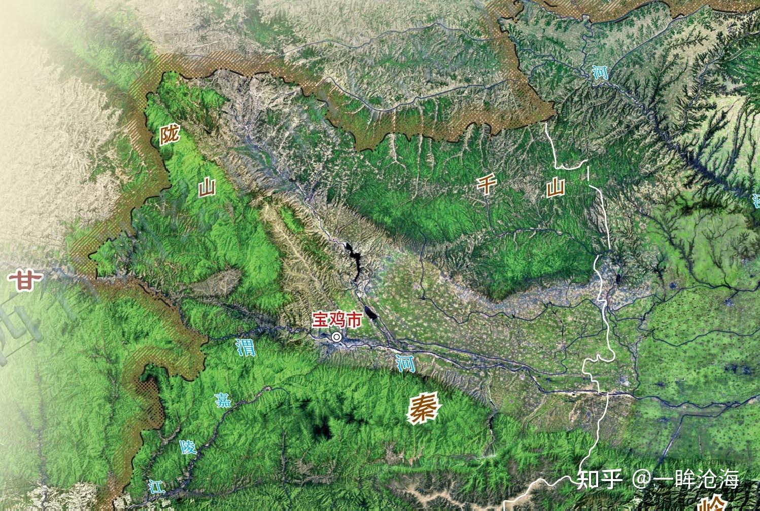陇山山脉地形图图片