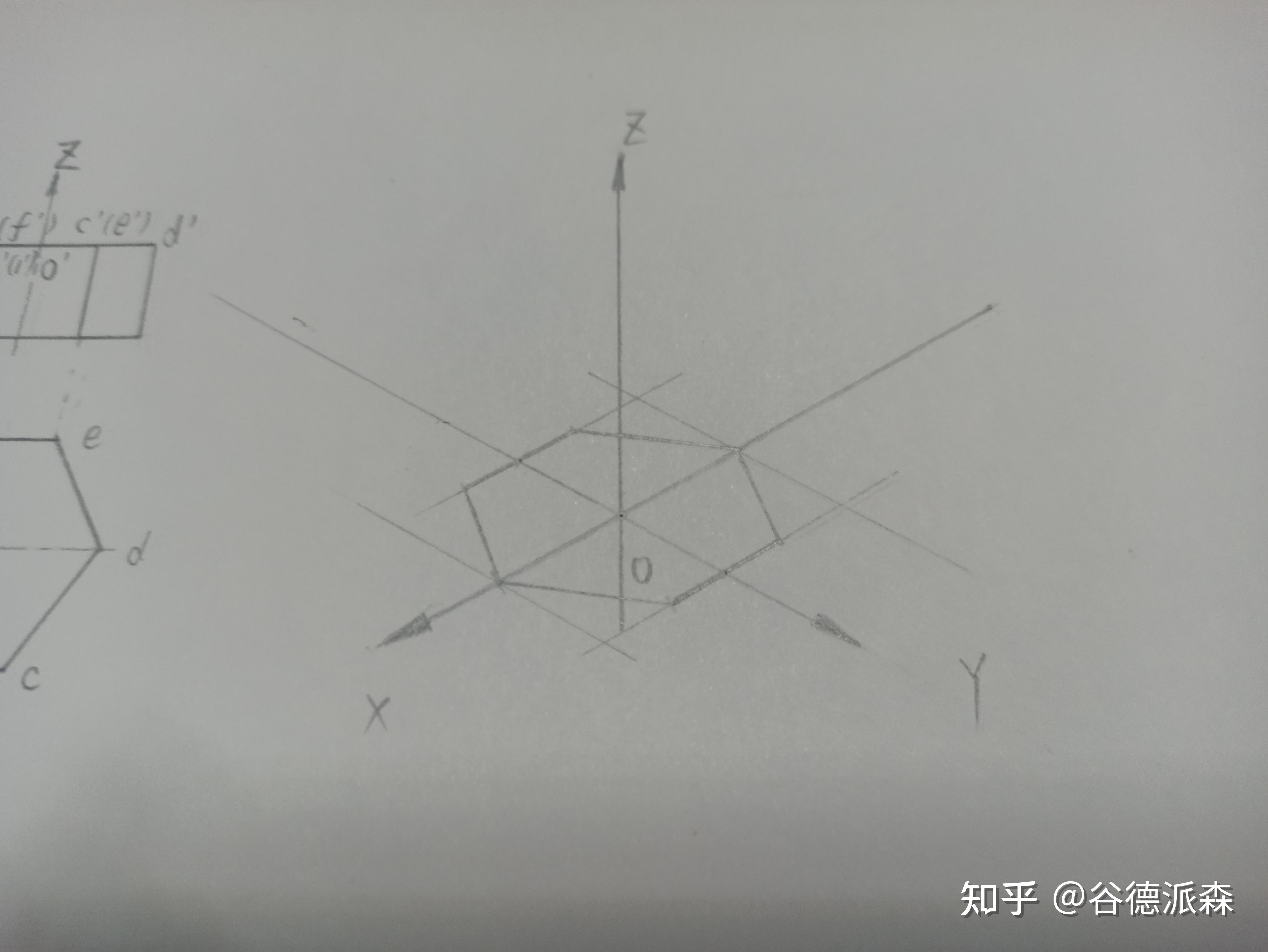 六棱柱正等轴测图图片