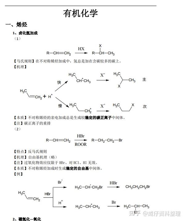 《大学有机化学》复习资料 复习总结+知识点整理+反应方程式总结 - 知乎