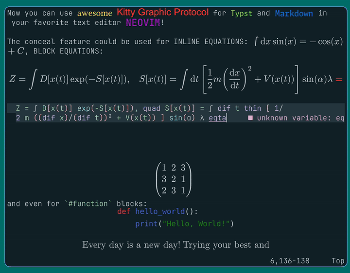 Emacs Math Integral 可能是目前 Neovim 里最接近 Emacs 数学公式渲染体验的插件:math-conceal.nvim - 知乎