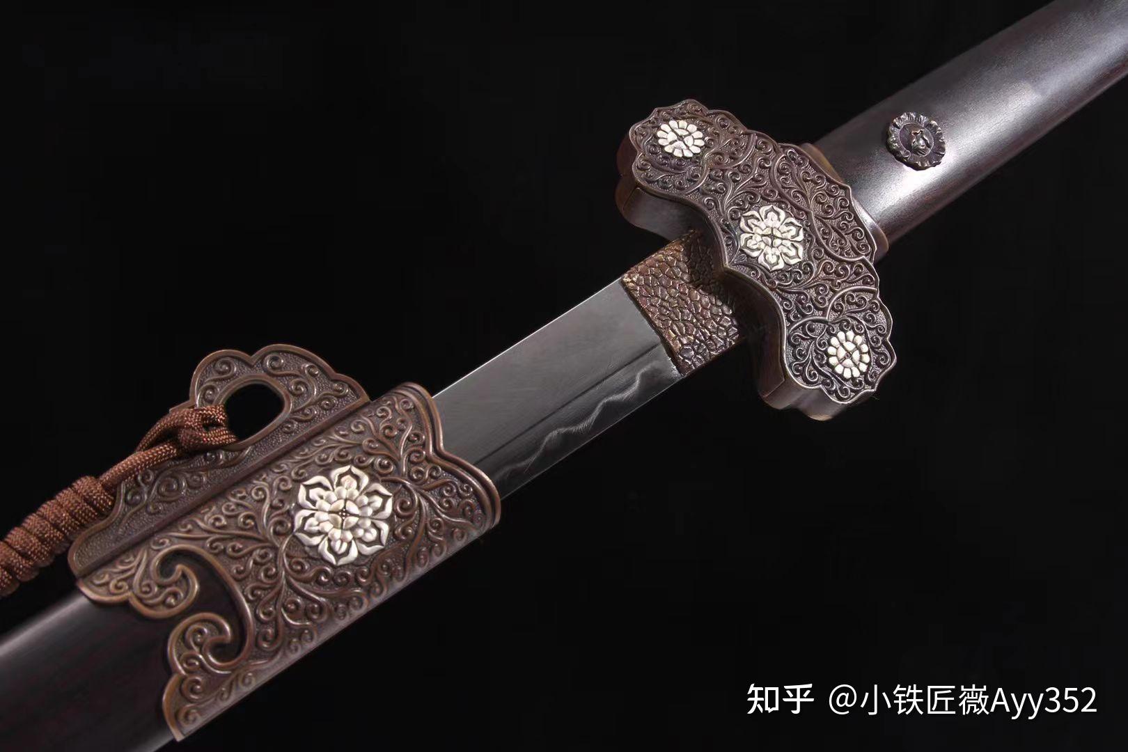 盛世复古唐刀铜装鎏银羽毛纹烧刃