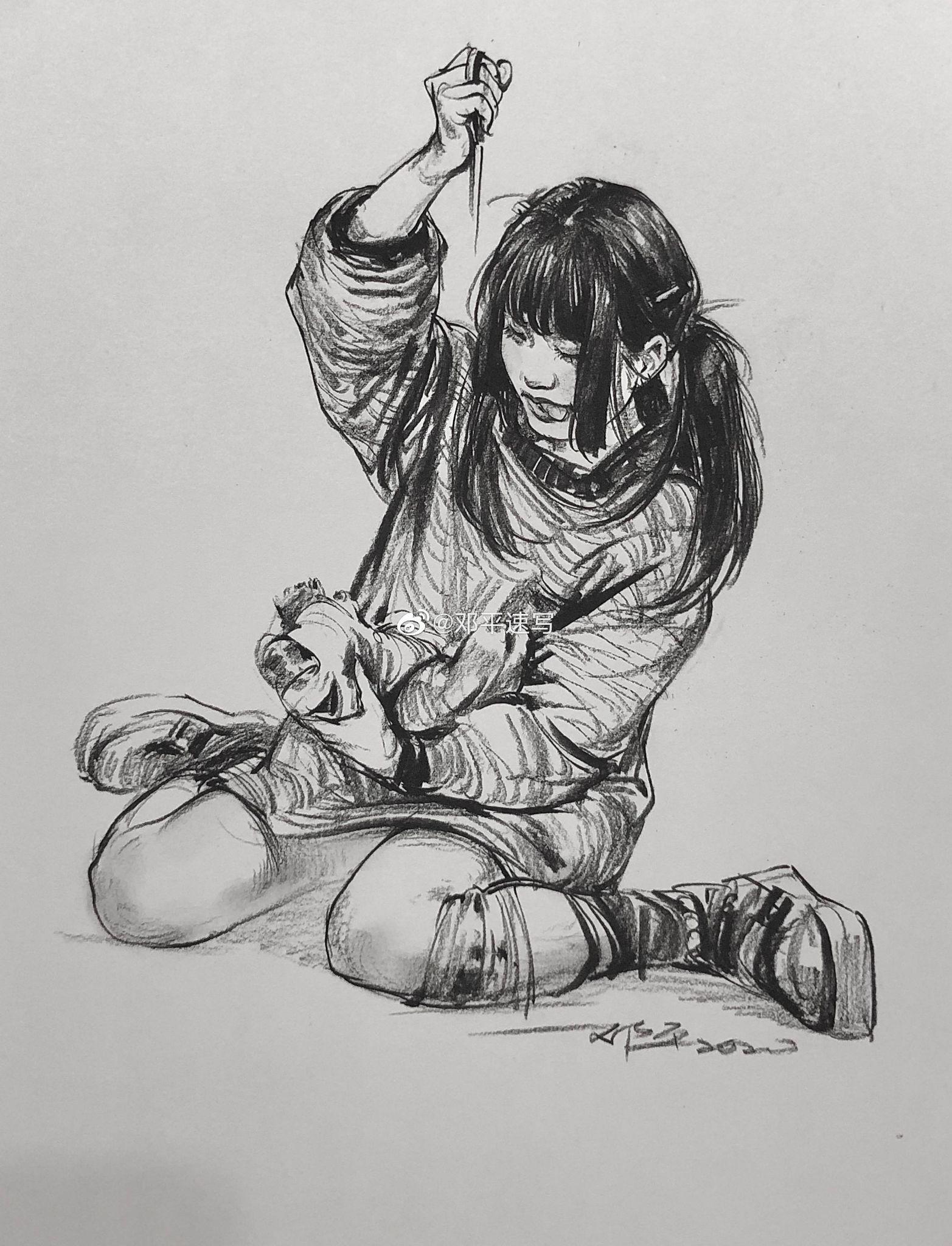 求各种角度好看的男女速写人头?