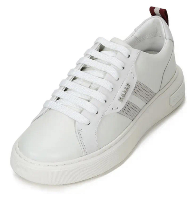 巴利bally女士皮质系带休闲小白鞋