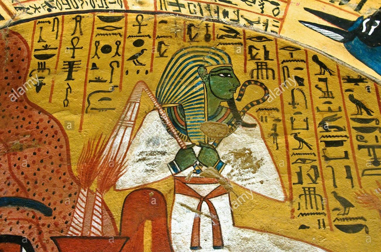 埃及-卢克索-工匠村-pashedu墓(tt3)-壁画12-1:冥王奥西里斯,手持弯钩