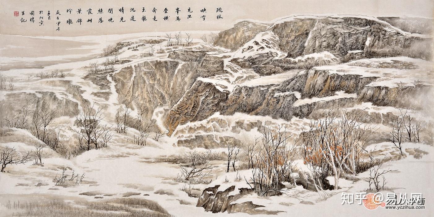 画家李国胜,雪景山水作品欣赏三,这幅李国胜老师的雪景国画作品,墨色