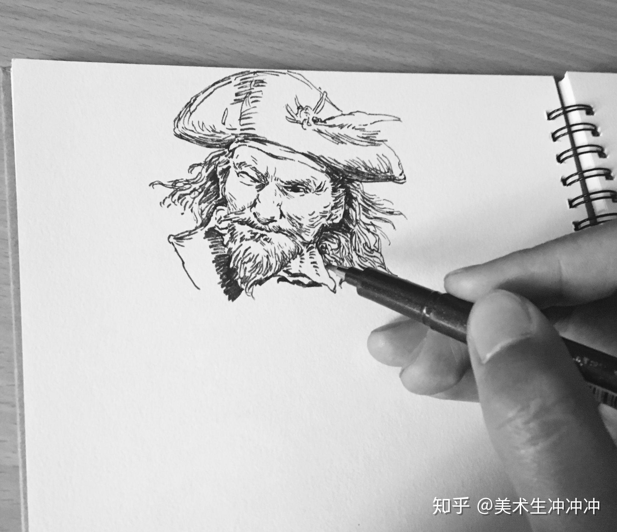 海盗素描头像步骤图图片