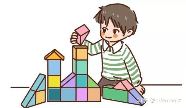 他们在玩几何图形片和搭积木的过程中,巩固着以前获得的有关空间概念