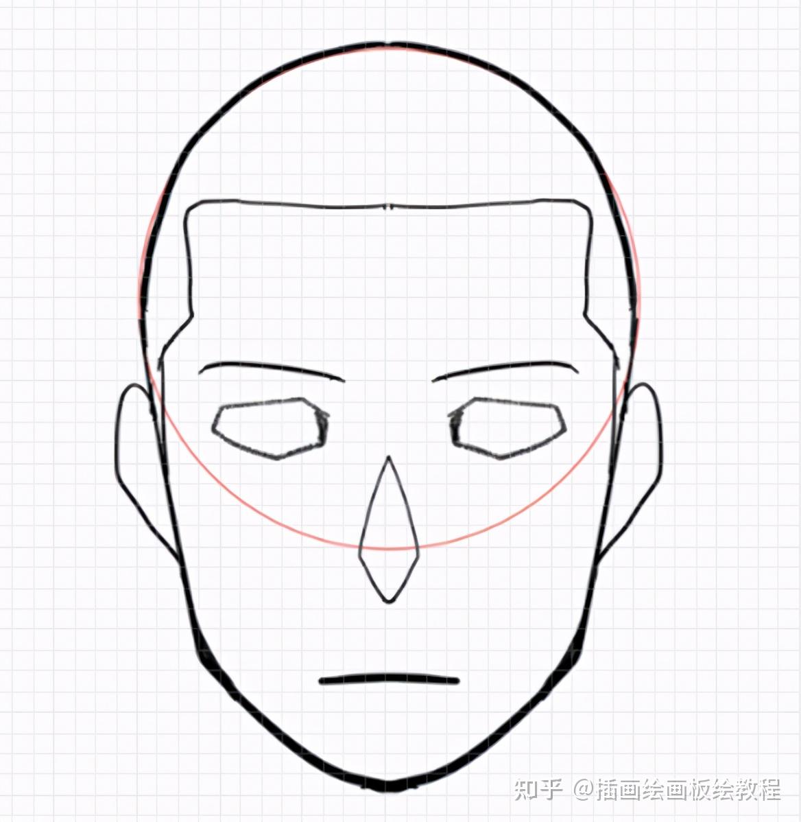 勾勒好轮廓后,我们就可以给脸部添加眼睛,鼻子,嘴巴等部位.1.