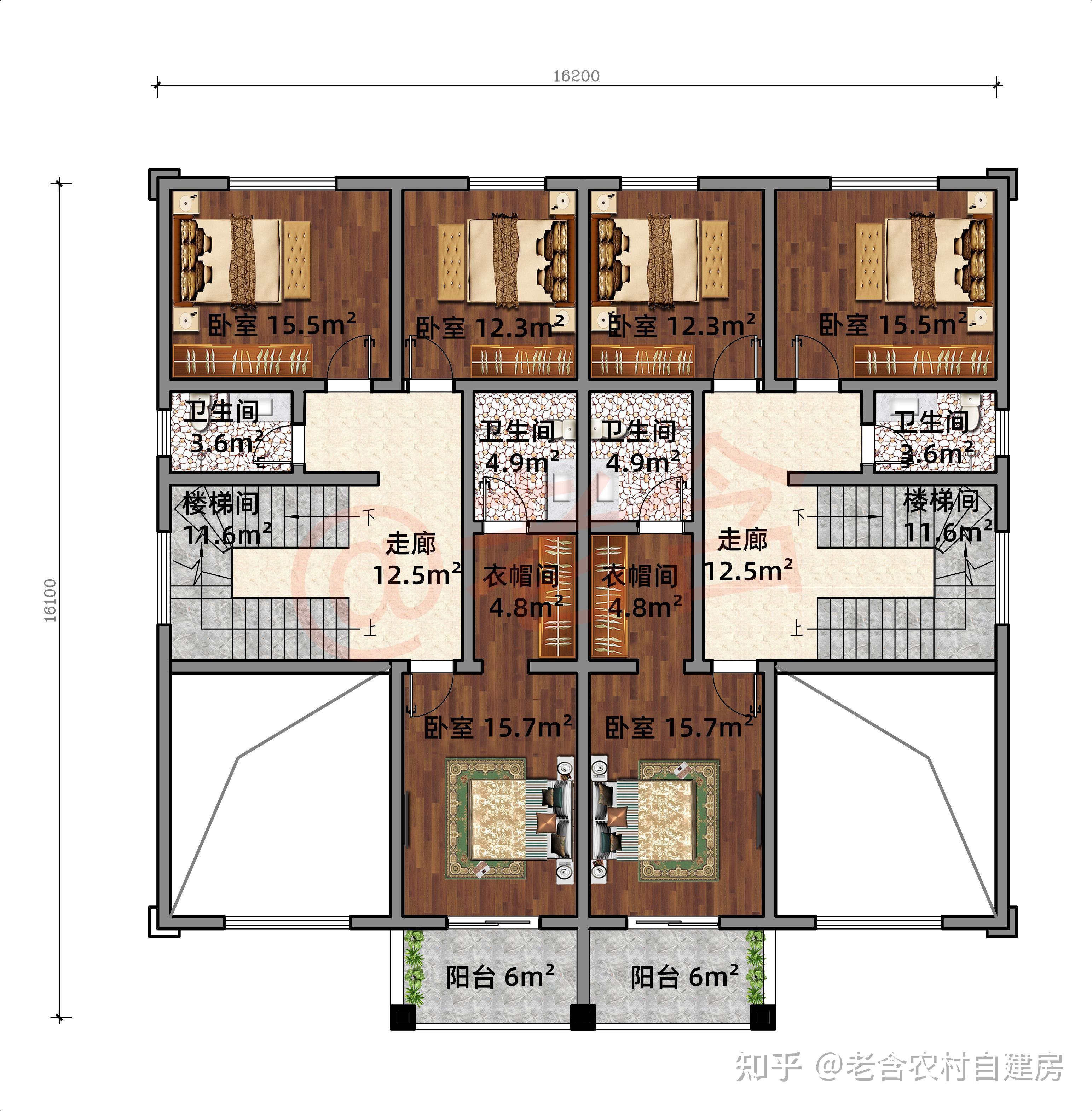 农村新中式风格的兄弟双拼三层别墅超级气派村里独一栋