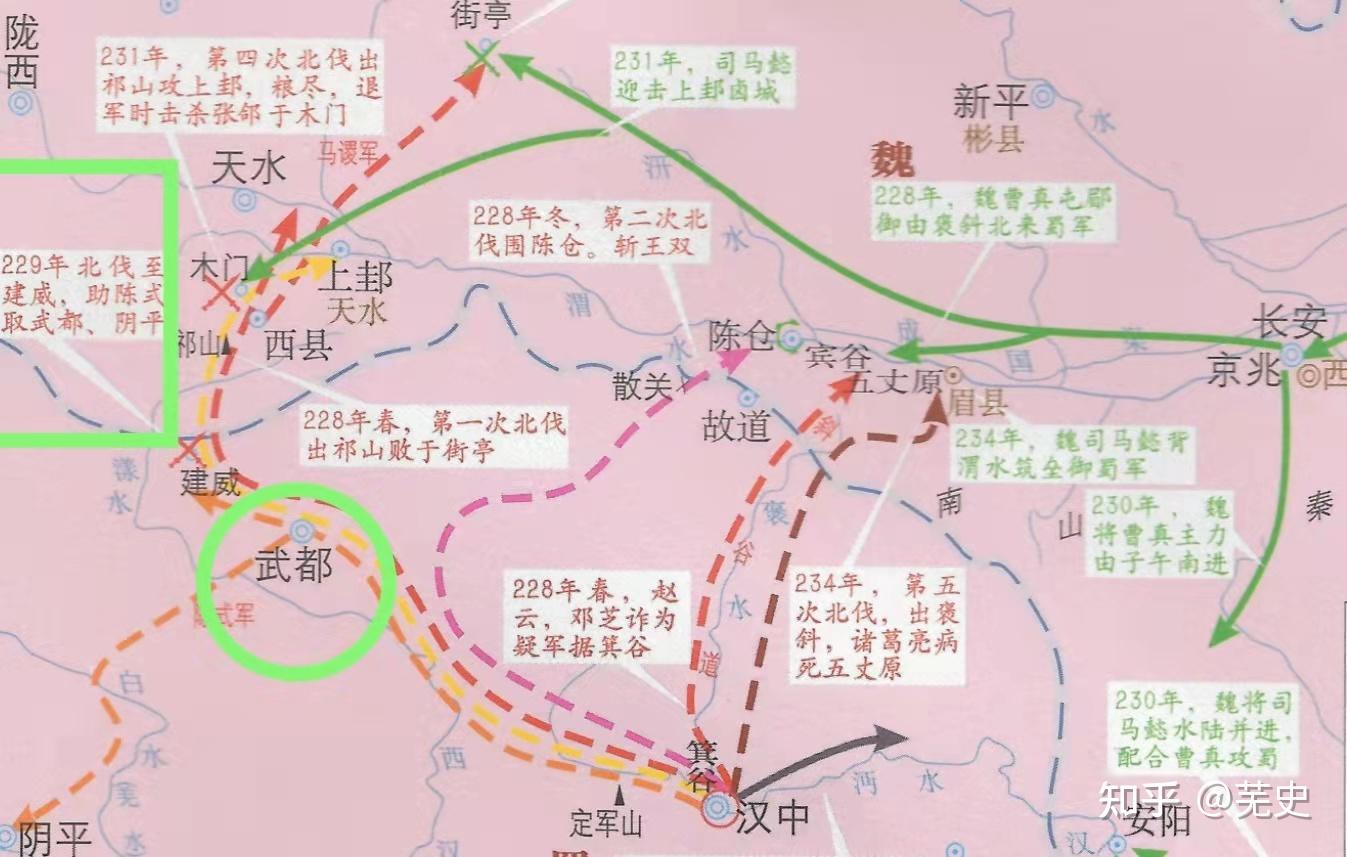 诸葛亮五次北伐路线图片