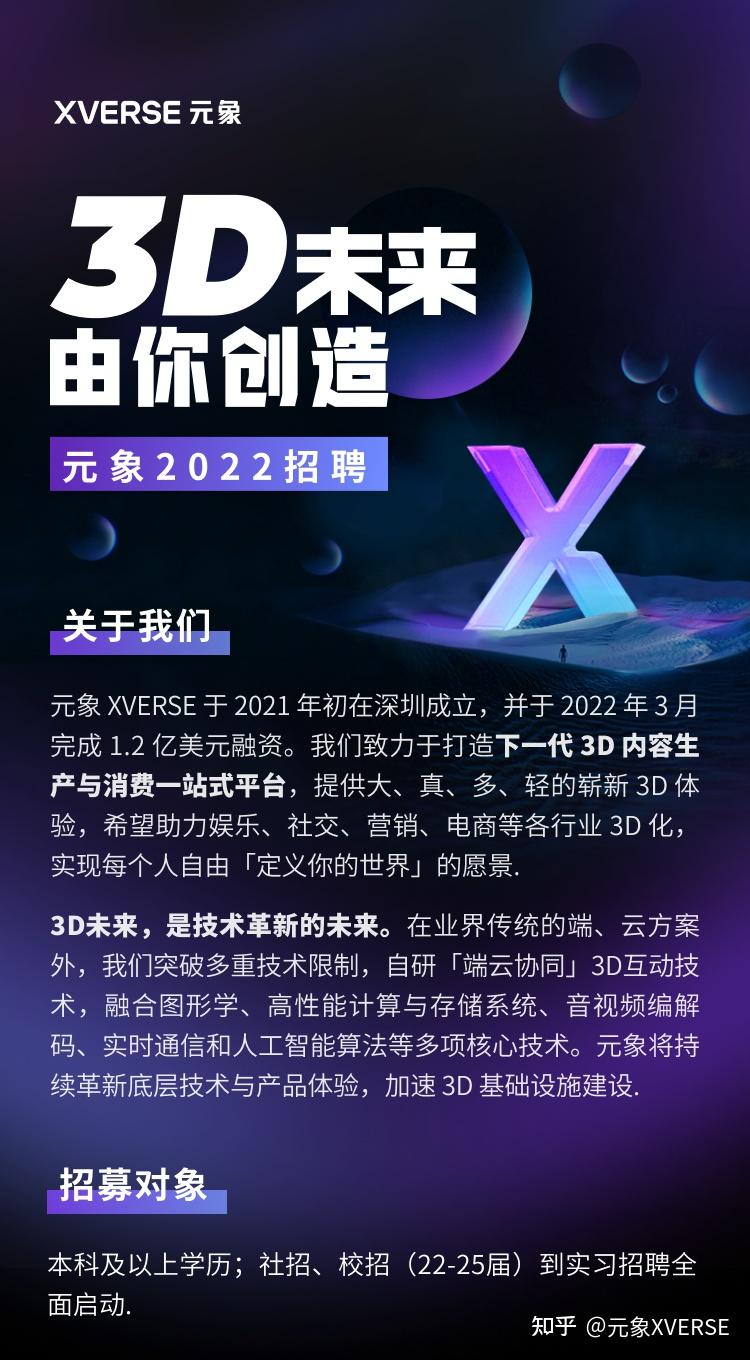 元象 XVERSE 2022 招聘，3D未来由你创造 - 知乎