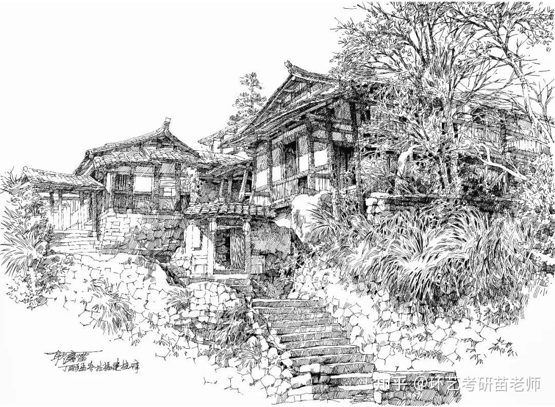 耿庆雷钢笔画风景写生欣赏