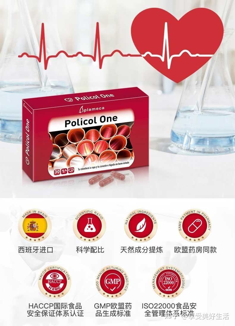 降血脂降胆固醇必备西班牙波利王红曲胶囊policol one