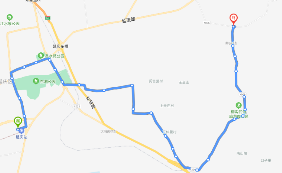 北京延慶火車站y8路公交車路線:06:00-19:00:延慶火車站北廣場→司家