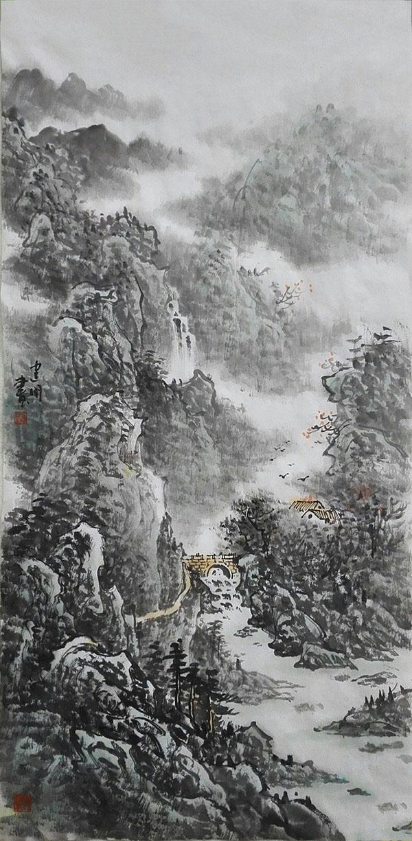 山水画家刘建明大气磅礴绘江山