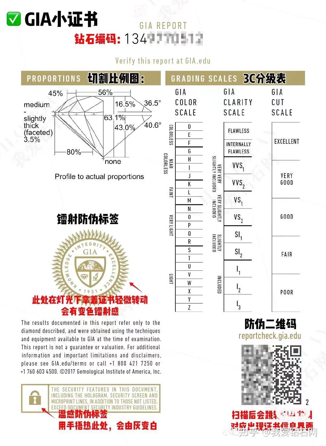 钻石gia证书真假图片