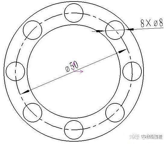 法兰8个孔怎么画图片