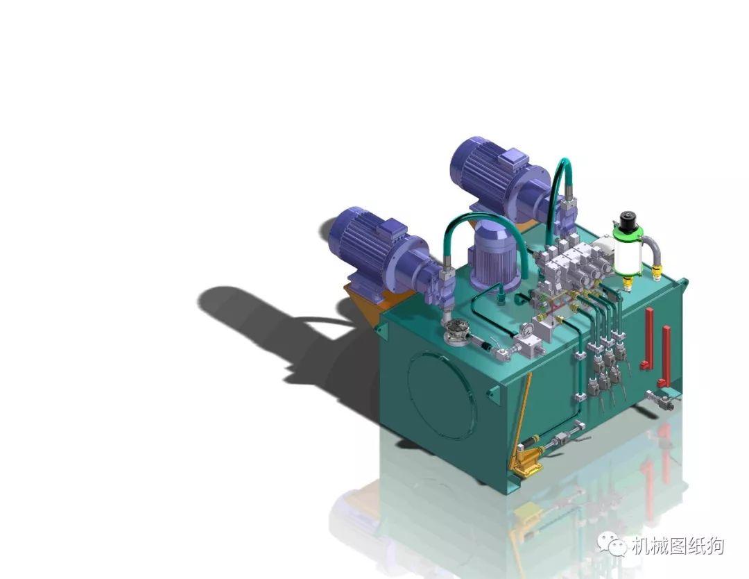 工程机械1000l液压动力装置设备模型3d图纸xt格式