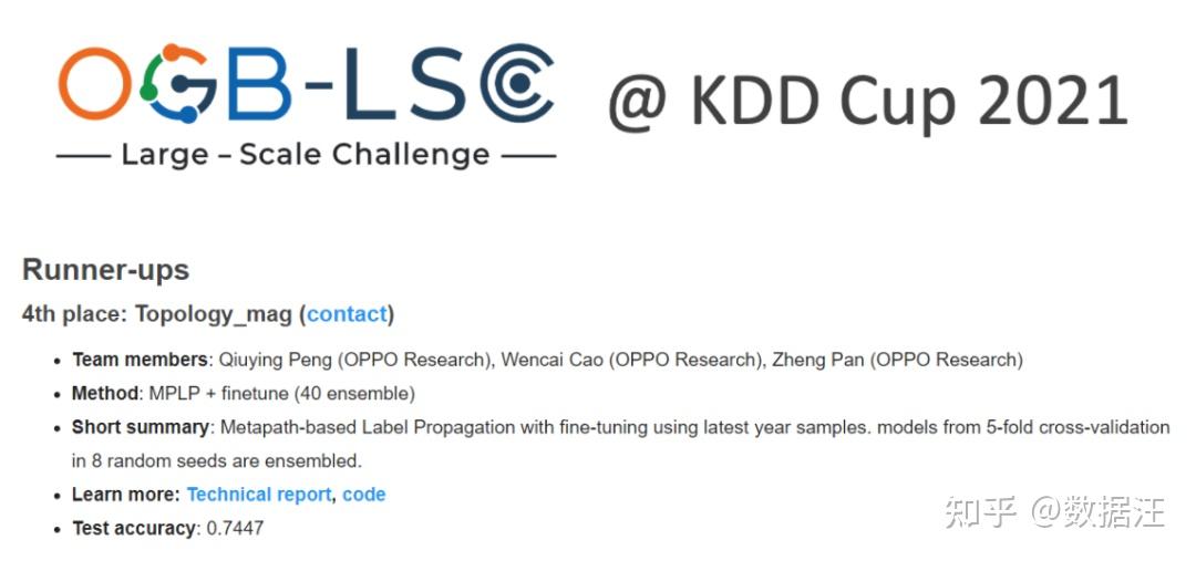 四两拨千斤！OPPO用“轻巧”模型角逐超大规模图网络，入选KDD Cup四强 知乎