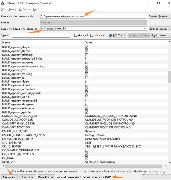 Win10 vs2019 opencv cmake 