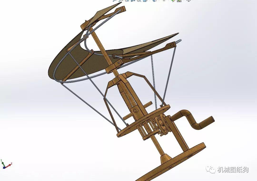 【工程机械】达芬奇设计的直升机草图模型3d图纸 solidworks设计