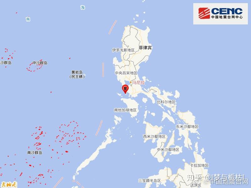 據中國地震臺網正式測定,上週五(12月25日)菲律賓呂宋島八打雁省發生