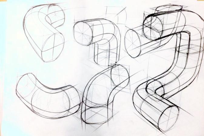 相交练习总结:在圆柱相交练习时有没有发现它跟工程制图里的三视图一