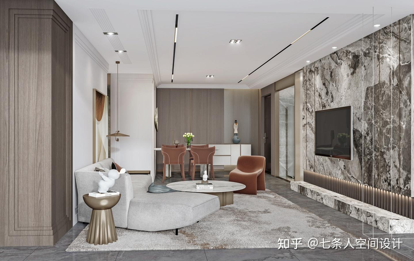 七条人设计分享|论高级,还得是意式轻奢!118㎡装出豪宅感 - 知乎