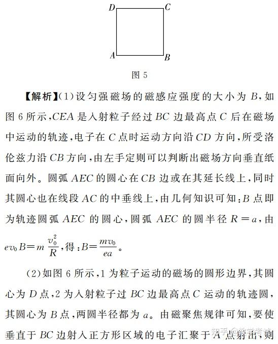 杂志精选61物理丨圆形有界磁场中磁发散与磁聚焦规律探析