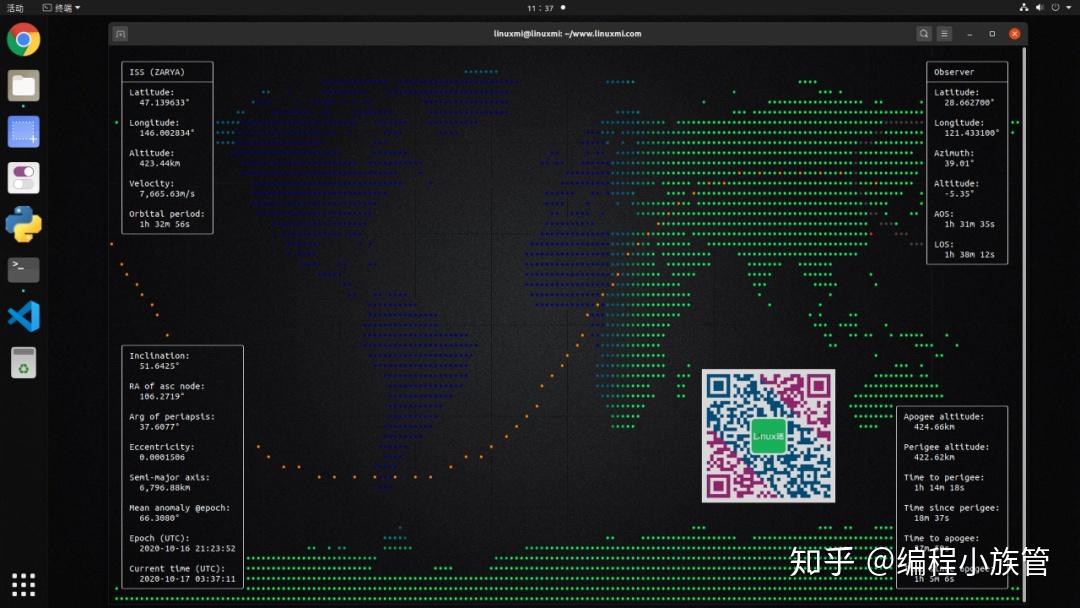 數據被輸入到pyephem中,在此使用sgp4計算衛星的當前位置.