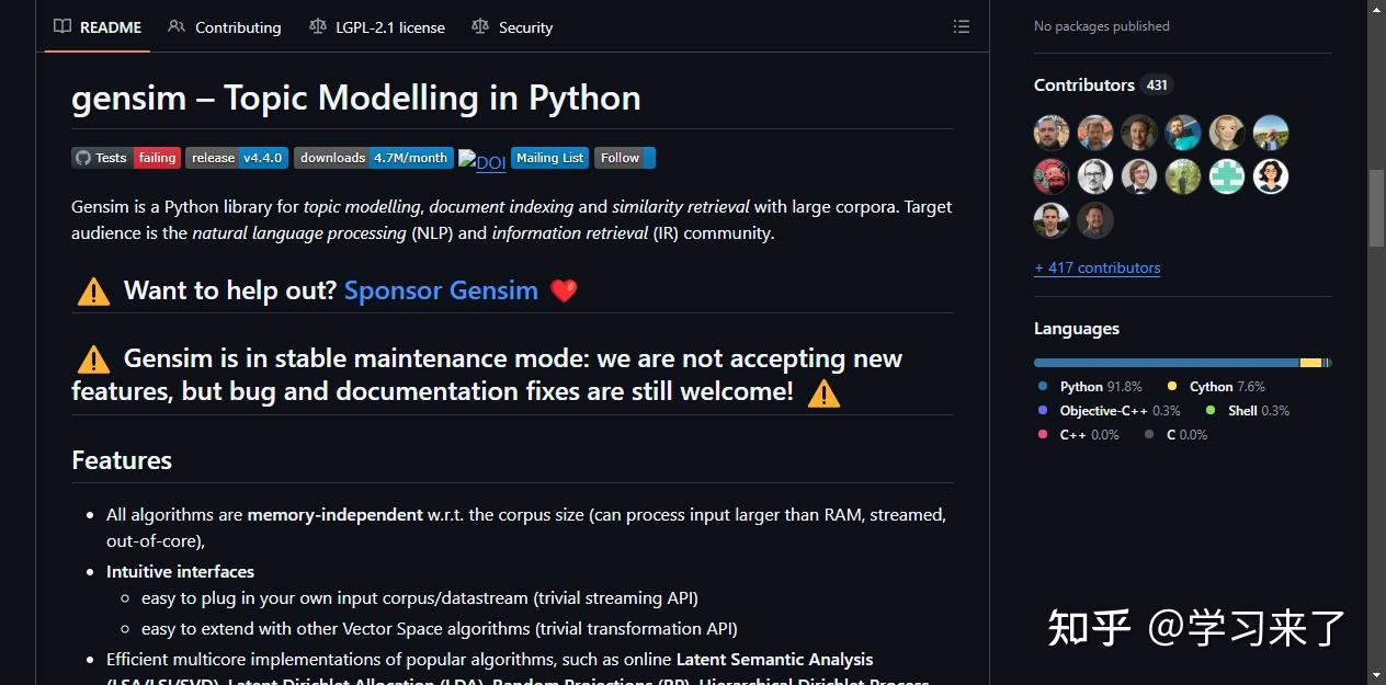 Gensim：Python 做主题建模，这库扛了 15 年 - 知乎