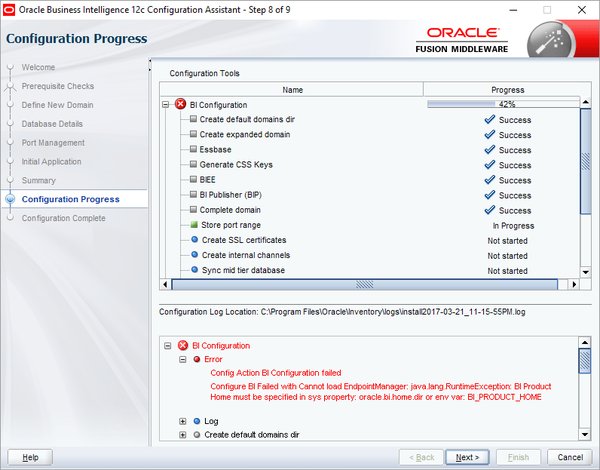 Oracle BI 12C Installation Error BI Product Home Must Be Specified In 